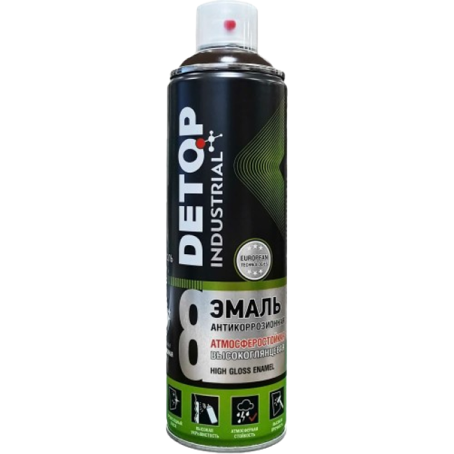 Detop RR 32 DETOP №8 - Weather-resistant high-gloss enamel - Dark brown - Aerosol DTI-A07774 – buy in Astana | carpaint.kz
