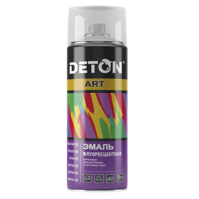 Эмаль флуоресцентная DETON ART Желтая, аэрозоль 520 мл DTN-A70715 – купить в Астане | Deton | carpaint.kz