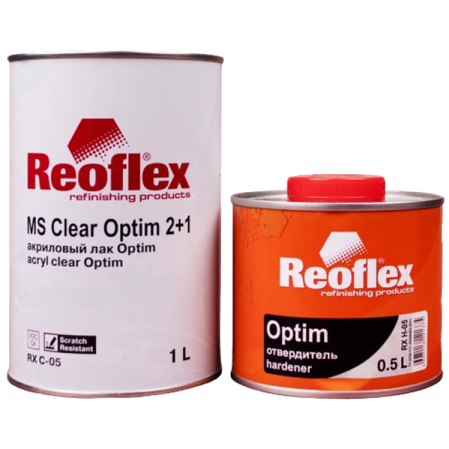 Reoflex Лак 2К МS Clear Optim 2:1 Акриловый + Отвердитель МS, 1л + 0,5л RX C-05-1000 + RX H-05-500 – купить в Астане | Reoflex | carpaint.kz