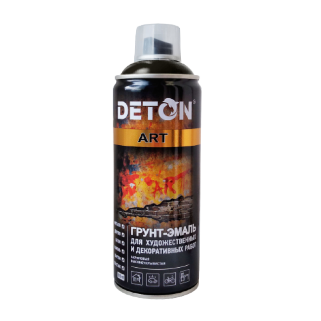 DETON ART - Грунт-эмаль - Черная глянцевая - Аэрозоль, 520 мл DTN-A70688 – купить в Астане | Deton | carpaint.kz